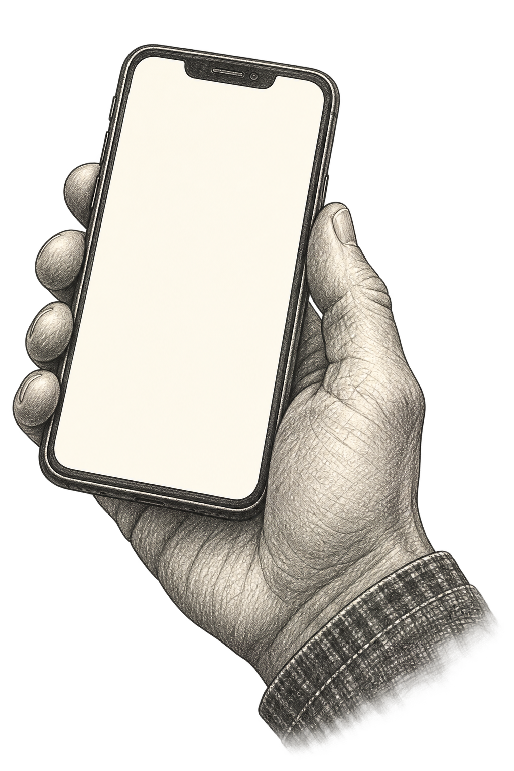A hand holding a phone that listens for the satellite broadcast.