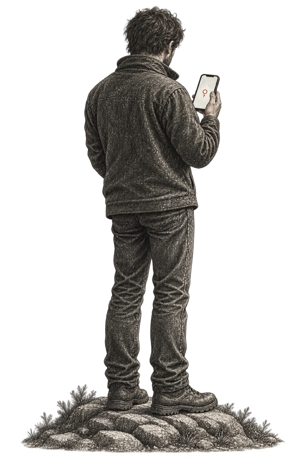 A person checks an unresolved location on their phone.